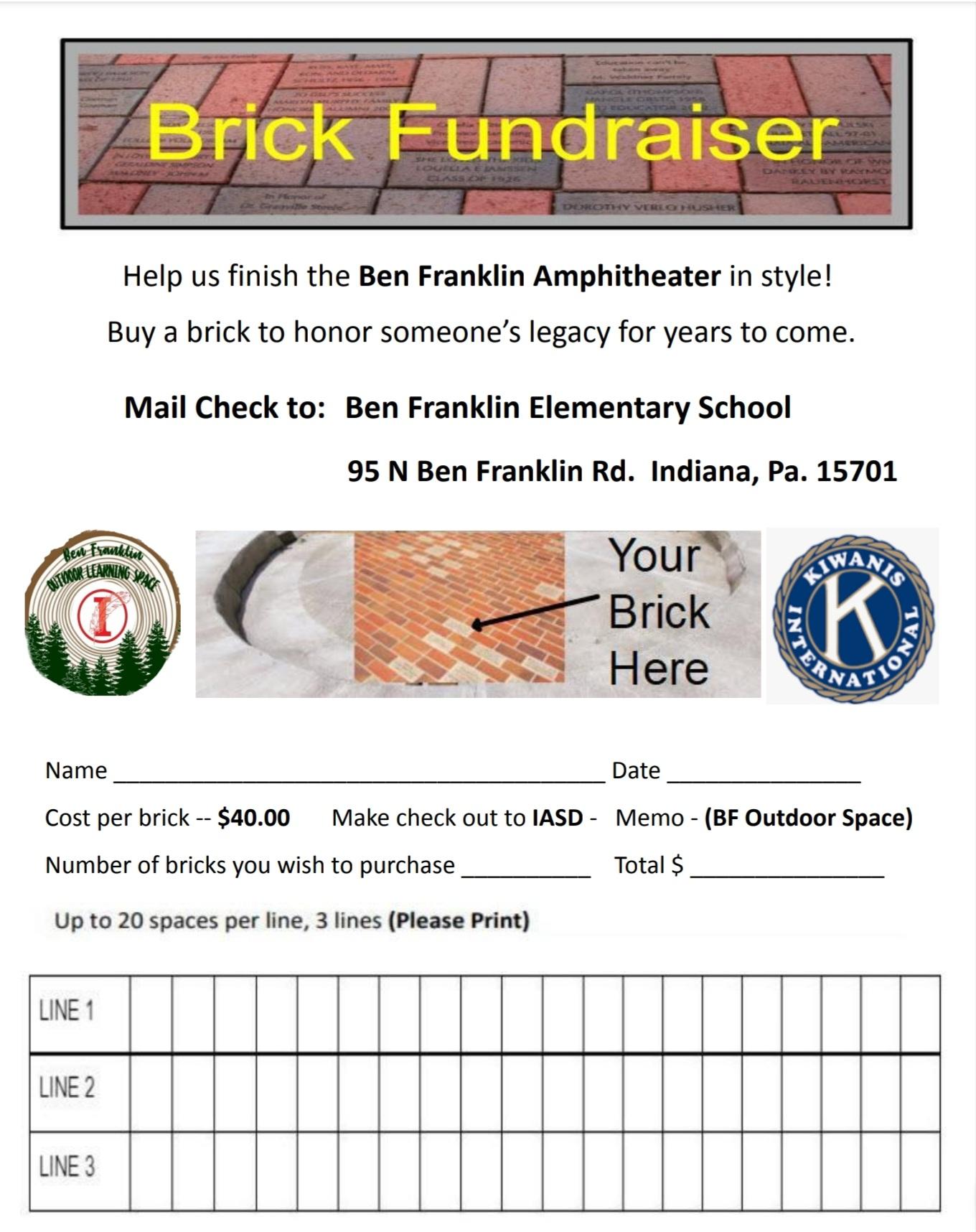 BF brick fundraiser form